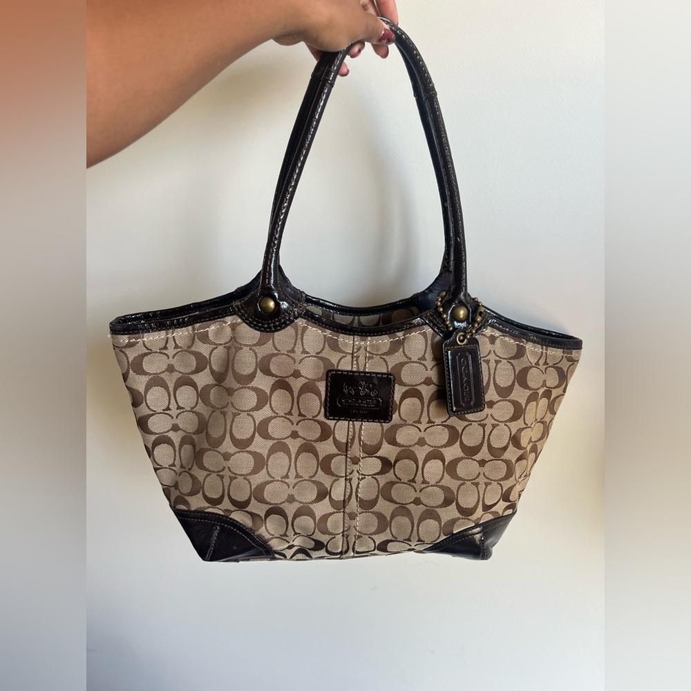 Coach Bleeker signature  Jacquard Leather Tote Bag